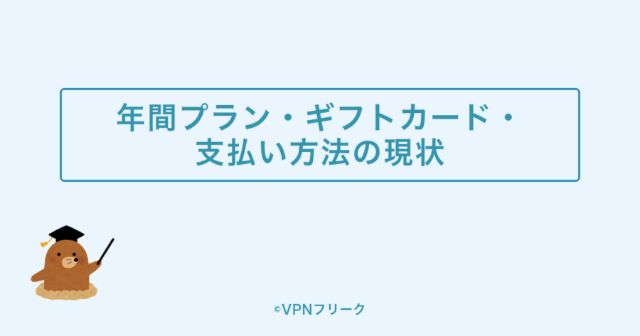 年間プラン・ギフトカード・支払い方法の現状