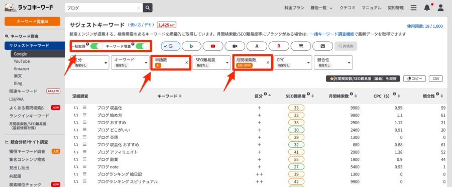 ブログで使う実用的なキーワードを集めるために、設定を加える