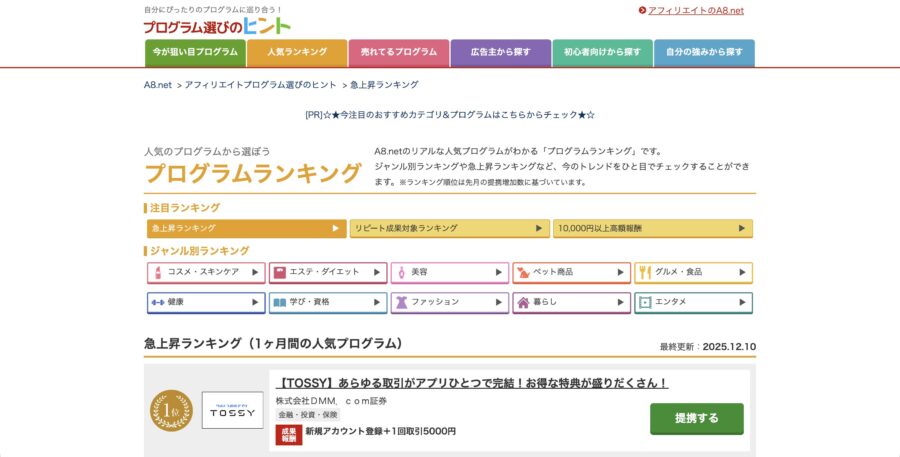 A8.netの人気ランキング