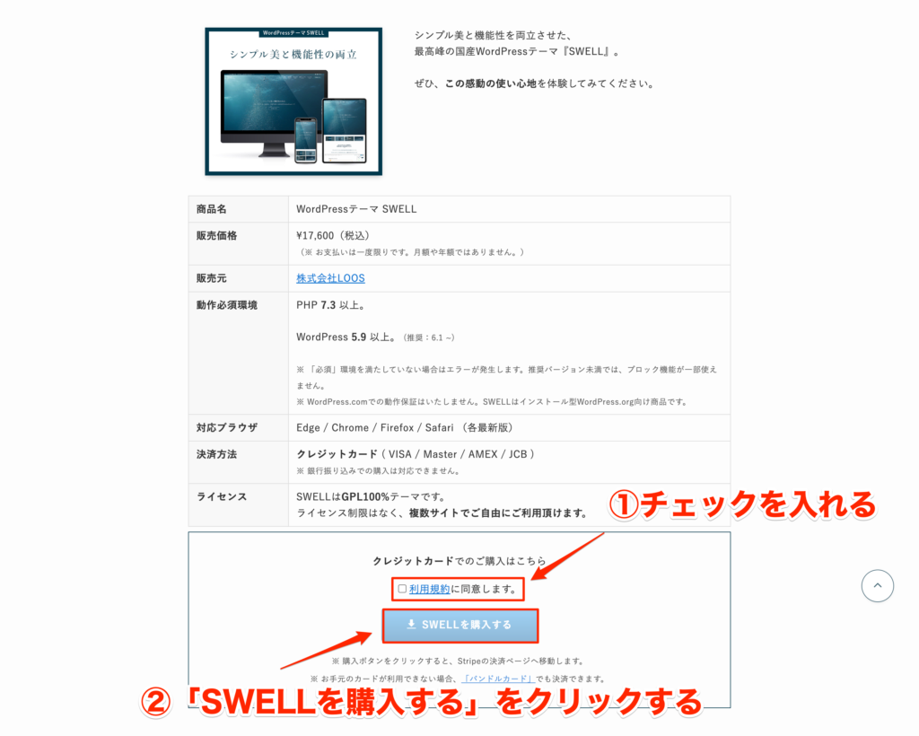 SWELLの購入ページ