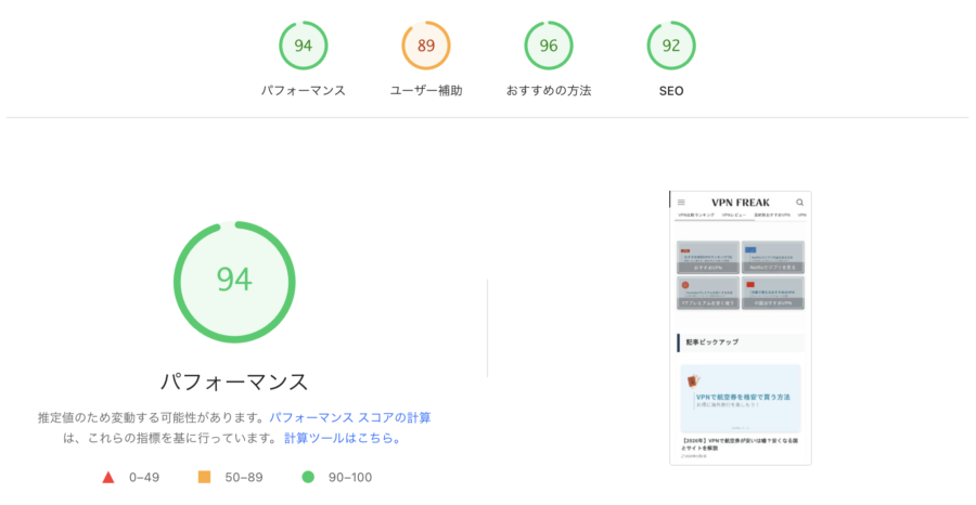 モバイル版：94点
