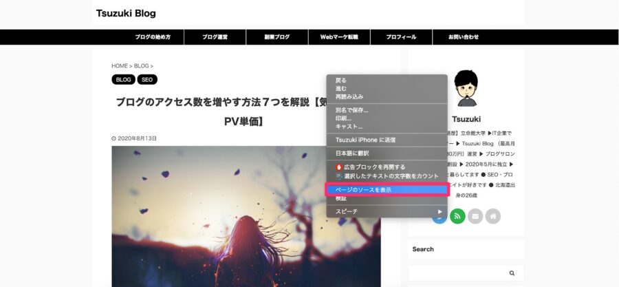 Google Chromeでページのソースを表示する方法